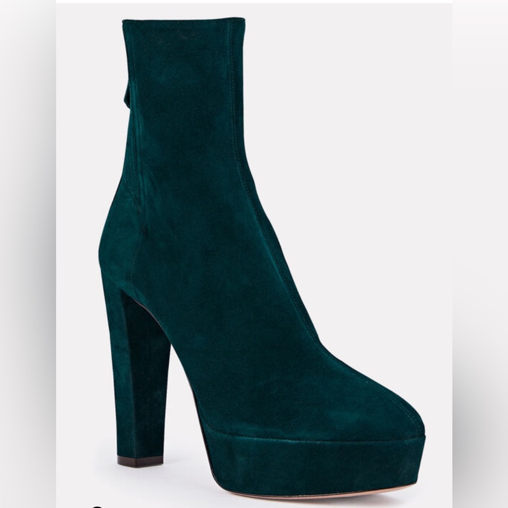 LIKE NEW AQUAZZURA SAINT HONORÉ 120 SUEDE PLATFORM ANKLE BOOTS